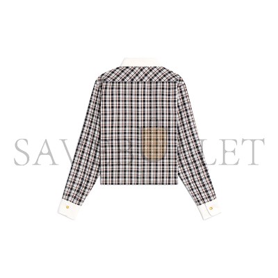CELINE CROPPED SHIRT IN CHECK SILK 